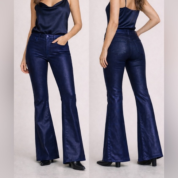 L’AGENCE Marty High Rise Flare Jeans Midnight Coated Size 25